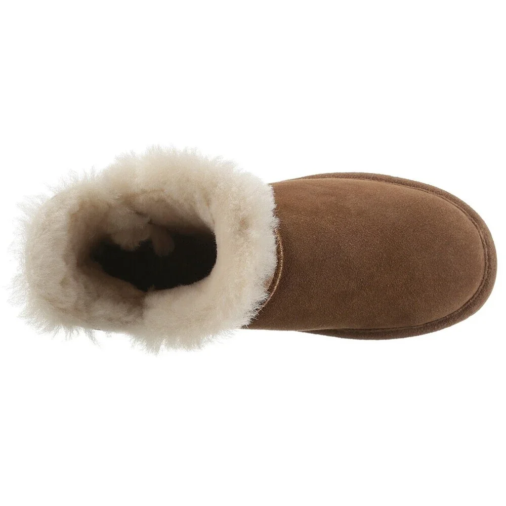Bearpaw Rosaline Youth US 5 Boots Brown Suede Sheepskin Lined Snow Boots JOBB203